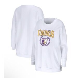 Women's NFL White Minnesota Vikings Erin Andrews Pullover Sweatshirt Small